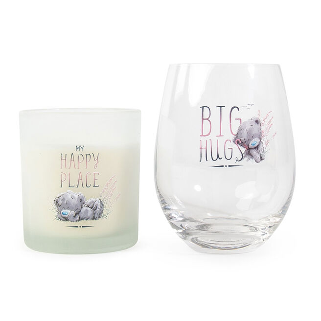 Me To You Tatty Teddy Candle & Stemless Wine Glass