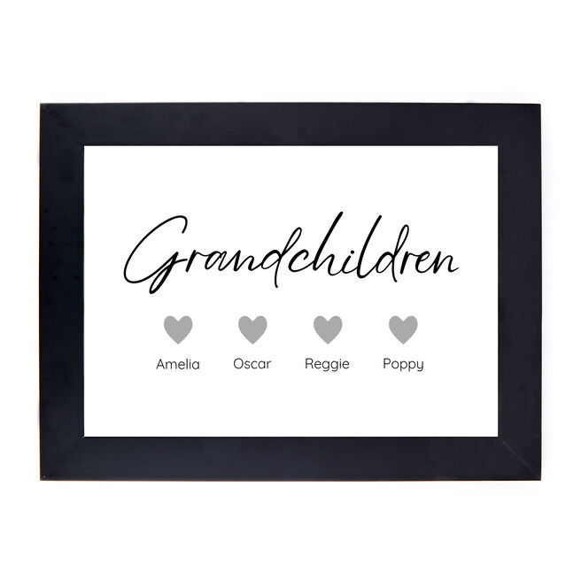 Personalised Family Print - 4 Grandchildren Hearts