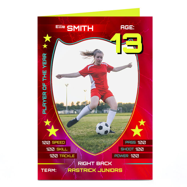 Photo Card - Red Player Of The Year, Editable Age & Player
