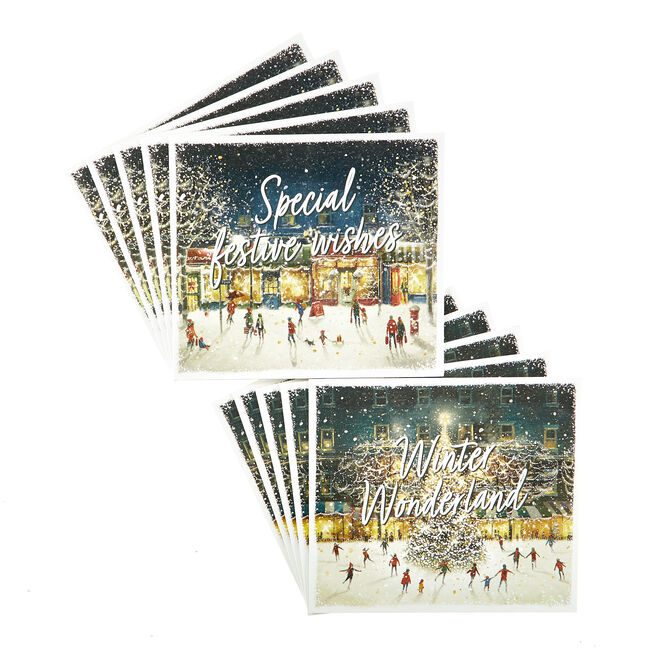 12 Deluxe Charity Boxed Christmas Cards - Winter Wonderland (2 Designs)