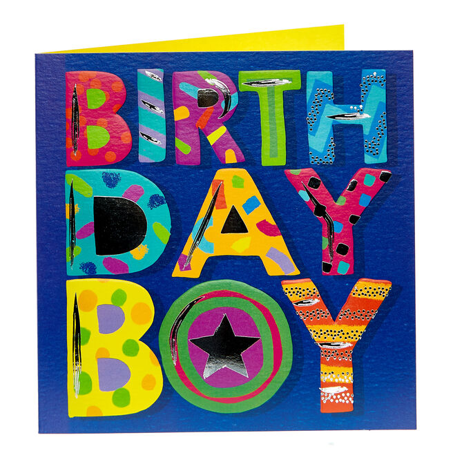 Birthday Card - Birthday Boy Colourful Lettering