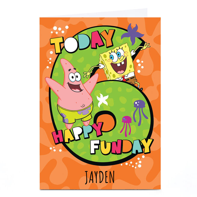 Personalised Birthday Card - Spongebob 6 today