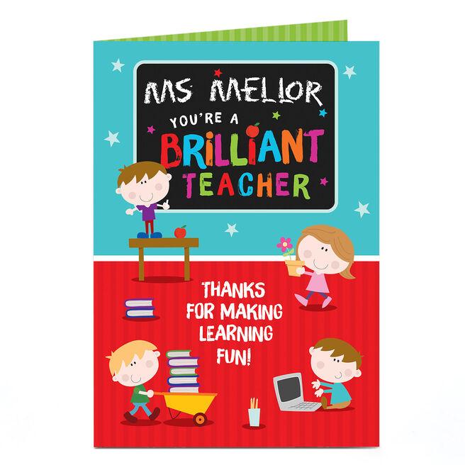 Personalised Thank You Teacher Card - You Make Learning Fun!