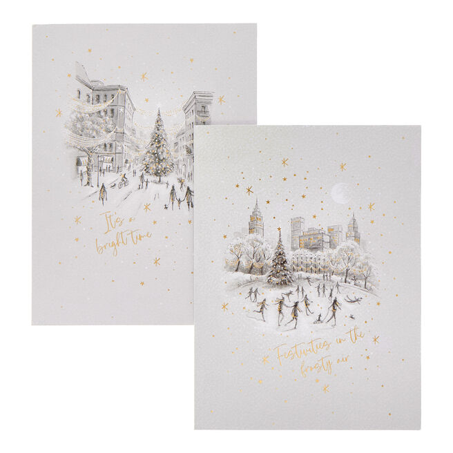 Deluxe Skating Scene Charity Christmas Cards - Pack of 10 (2 Designs)