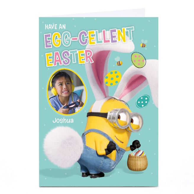 Photo Upload Minions Easter Card