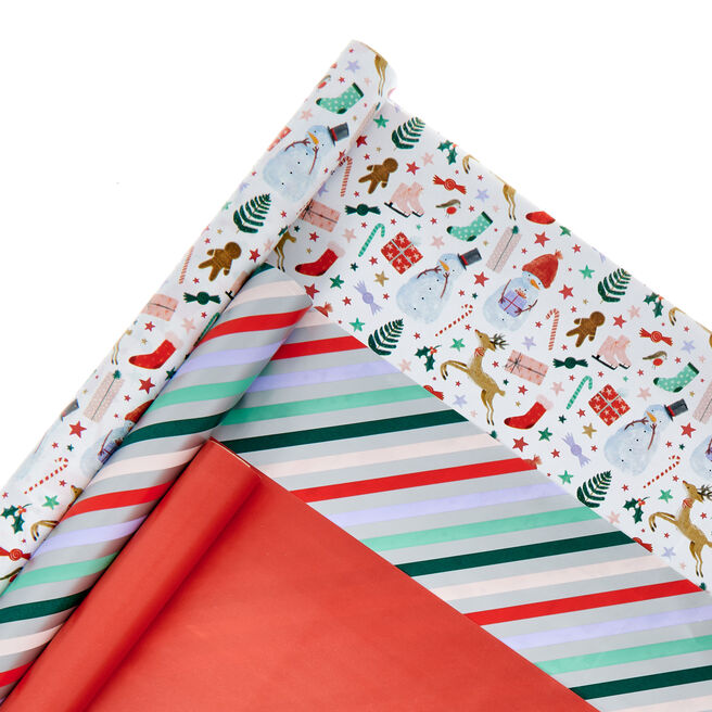 Candy Cane Christmas Wrapping Paper - 3 Rolls