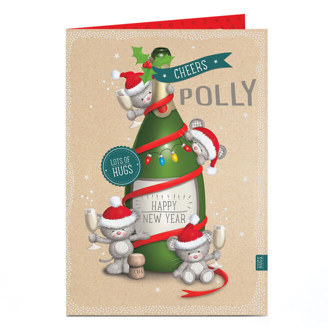 Personalised Hugs Bear Christmas Card - Happy New Year