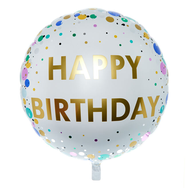 31-Inch Spotty Happy Birthday Foil Helium Balloon With Stickers