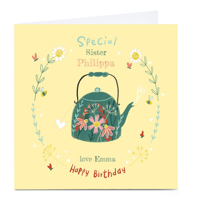 Personalised Emma Valenghi Birthday Card - Tea Pot