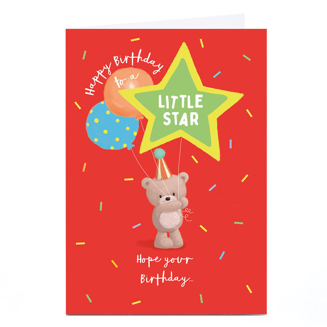 Birthday Card - Bear With Balloons, To A Little Star