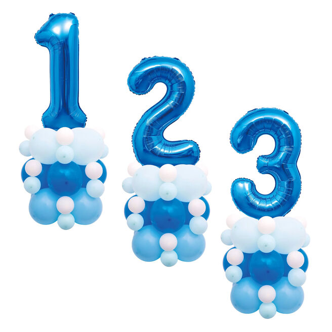 Blue 51-Inch Air-Fill Balloon Stack Set 0-9 - UNINFLATED 