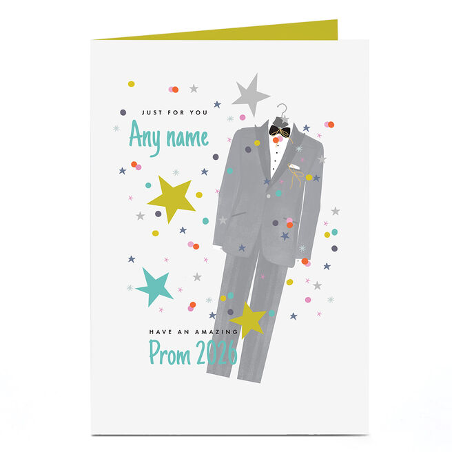 Personalised Prom Card - Prom Suit, Any Name