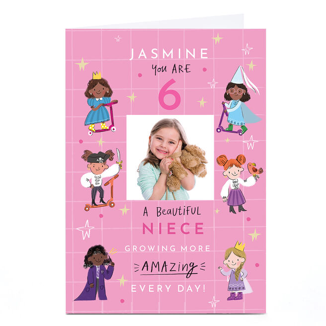 Personalised Birthday Card - Growing More Amazing Every Day, Niece, Editable Age