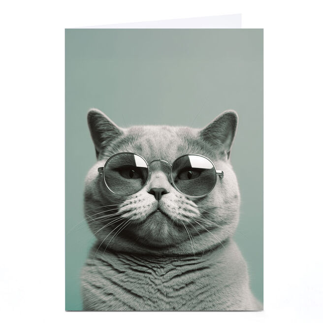 Personalised Birthday Card - Cat in sunglasses