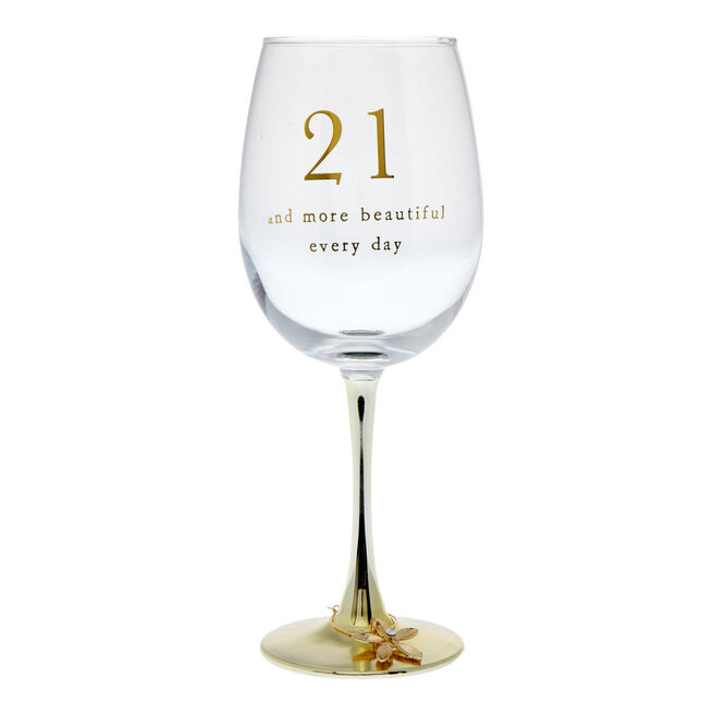 21st Birthday Wine Glass