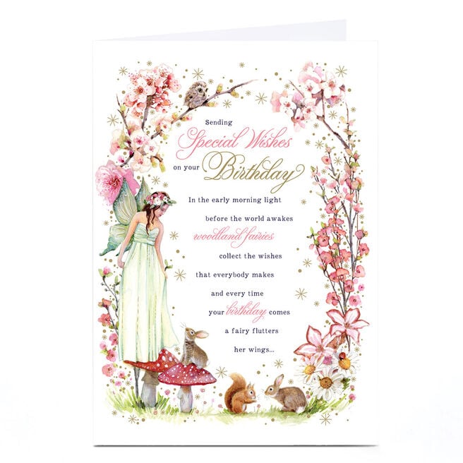 Personalised Birthday Card - Woodland Fairies Sending Special Wishes