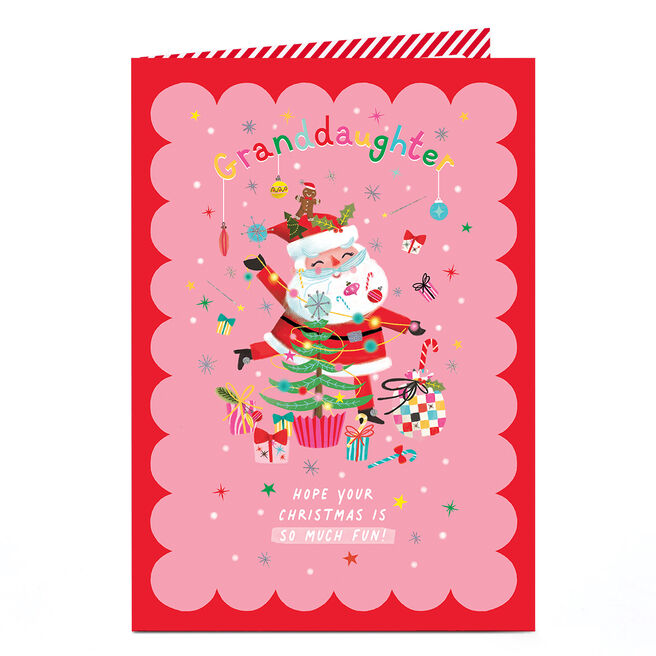 Christmas Card - Santa So Much Fun, Granddaughter