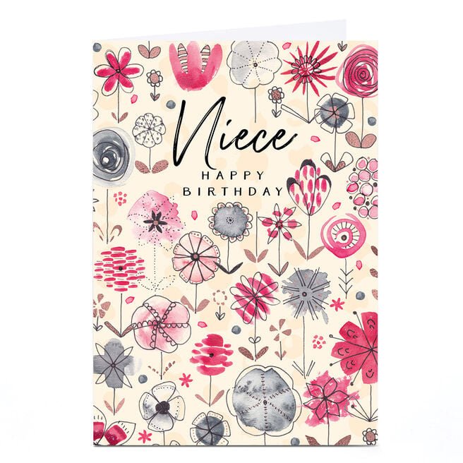 Personalised Rebecca Prinn Birthday Card - Flower Pattern, Niece