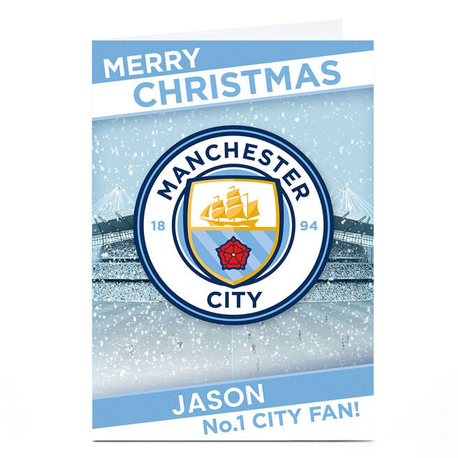 Personalised Manchester City Christmas Card - Club Badge