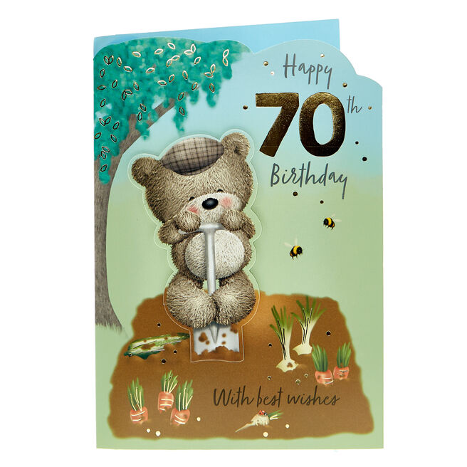 Hugs Bear 70th Birthday Card - With Best Wishes