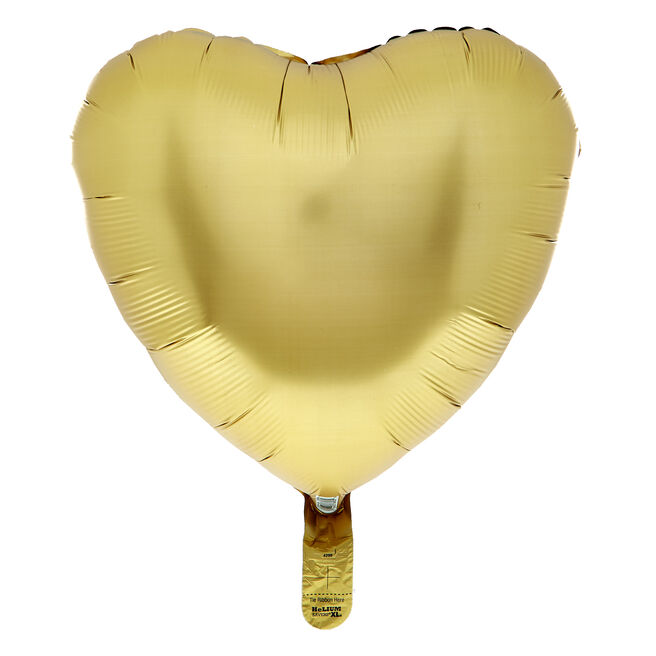 Gold Satin Heart Foil Helium Balloon - 18 Inches