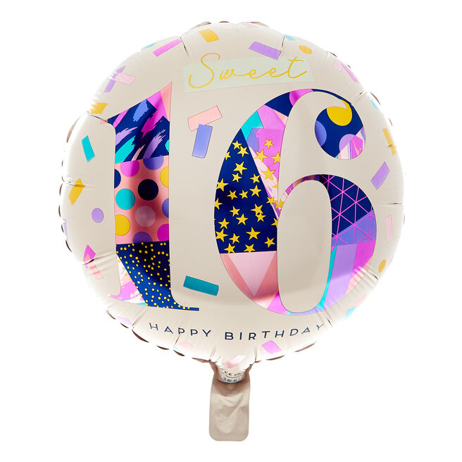 18-Inch Sweet 16 Happy Birthday Foil Helium Balloon