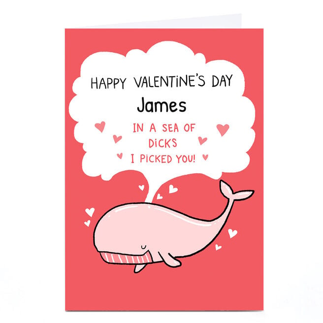 Personalised Hew Ma Valentine's Day Card - Whale
