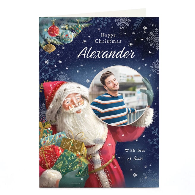Photo Christmas Card - Traditional Santa With Love, Any Name 
