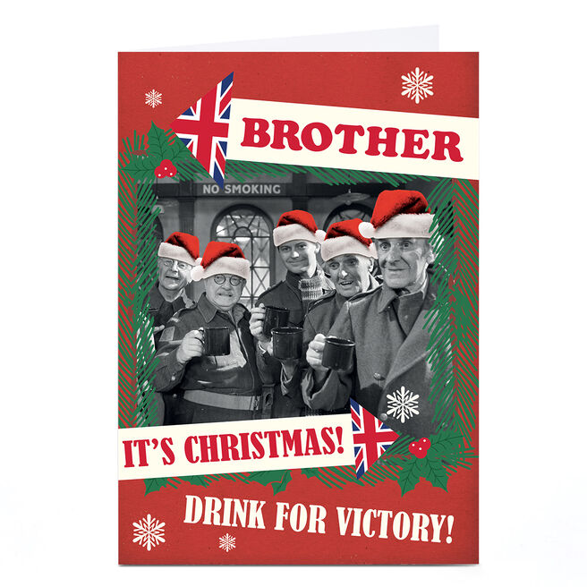 Personalised Dad's Army Christmas Card - Drink For Victory! Red