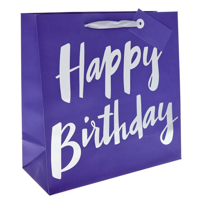 Blue Happy Birthday Large Square Gift Bag