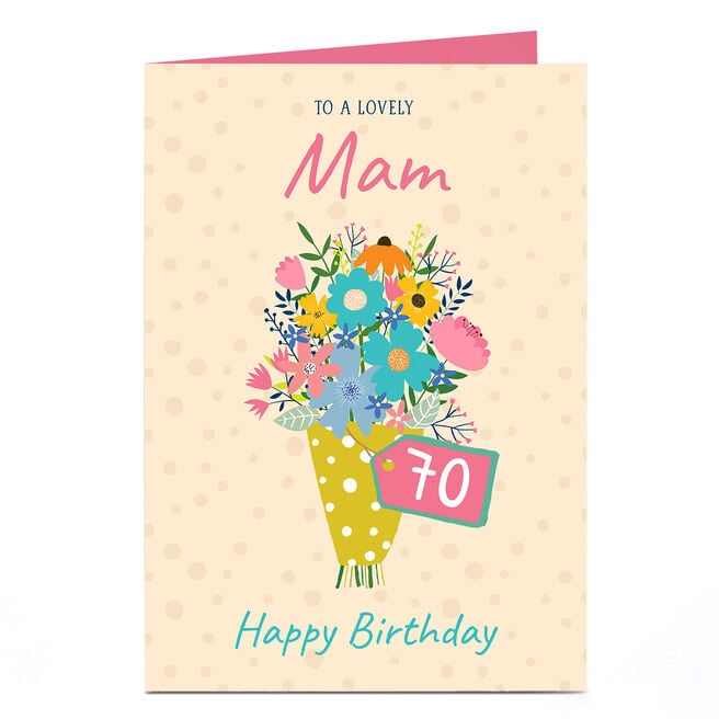 Personalised Birthday Card - Bright Bunch Of Flowers, Editable Age