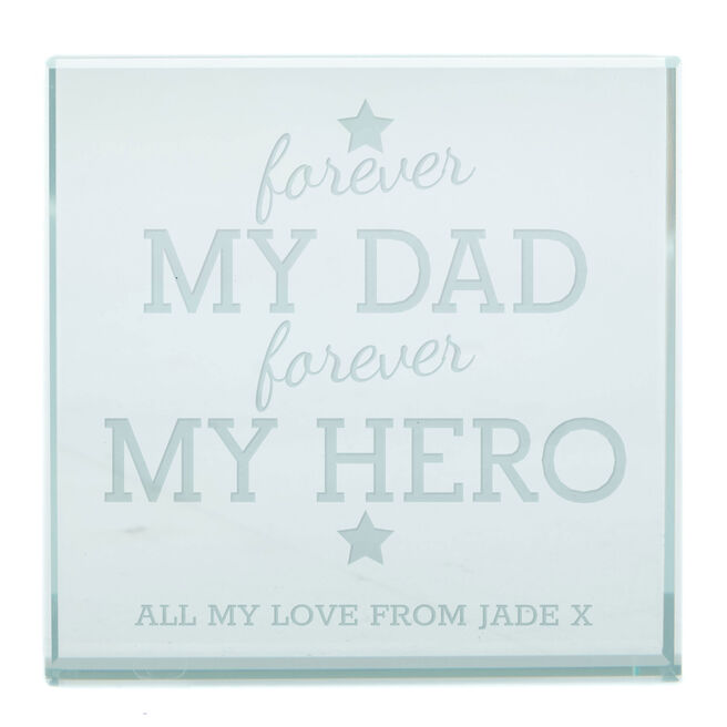 Personalised Engraved Glass Token - Forever My Dad