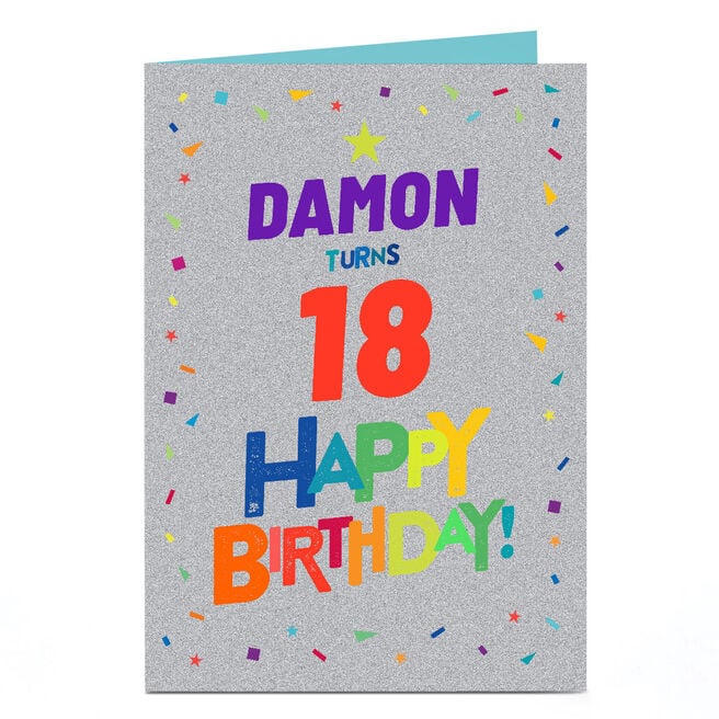 Personalised Birthday Card - Rainbow Confetti, Editable Age