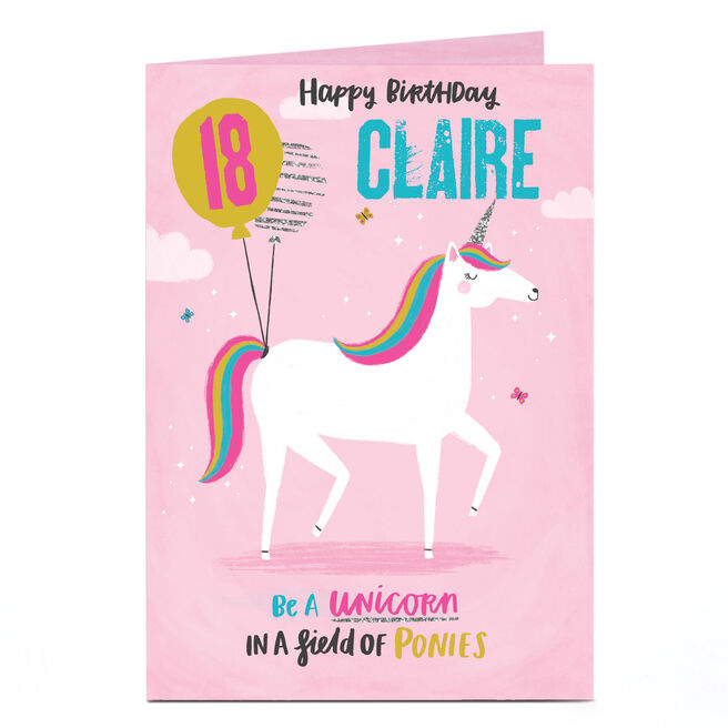 Personalised Birthday Card - Be A Unicorn, Editable Age