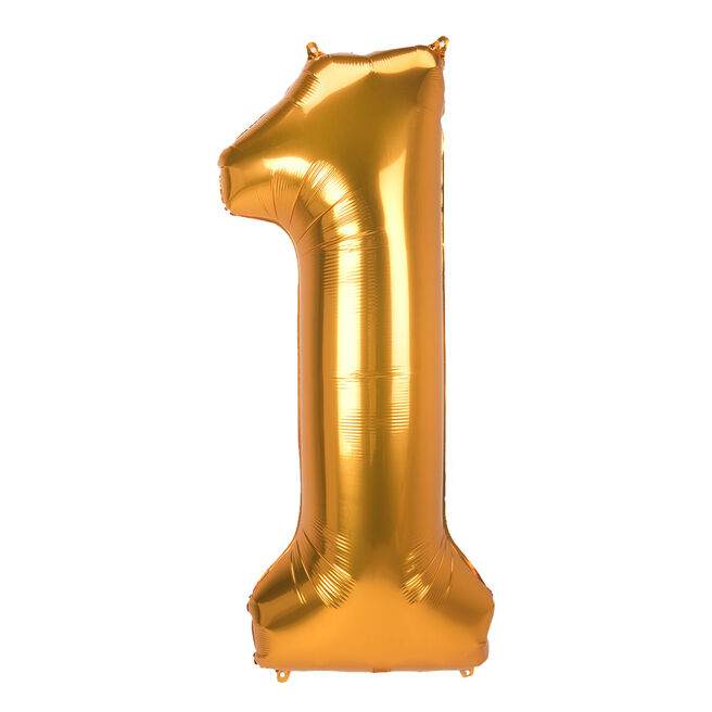 JUMBO 53-Inch Gold Foil Number 1 Balloon (Deflated) , JUMBO 53-Inch Gold Foil Number 1 Balloon (Deflated)