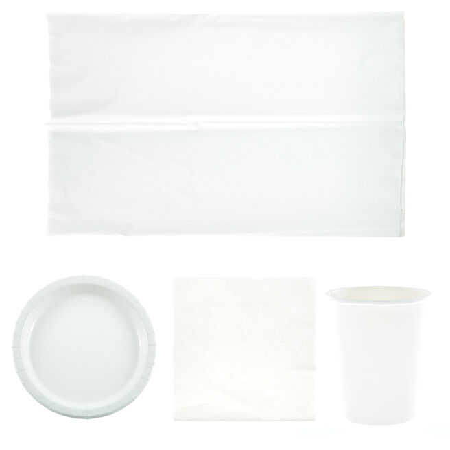 White Party Tableware Bundle - 8 Guests