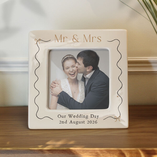 Personalised Ceramic 4x4-Inch Wedding Photo Frame