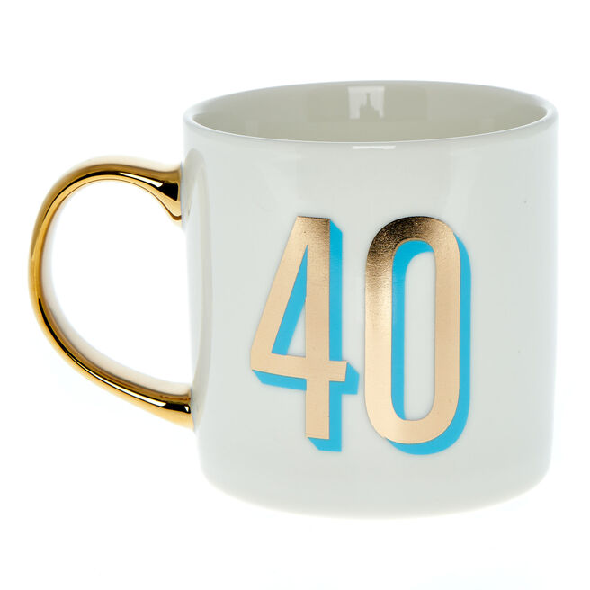 Blue & Gold 40th Birthday Mug