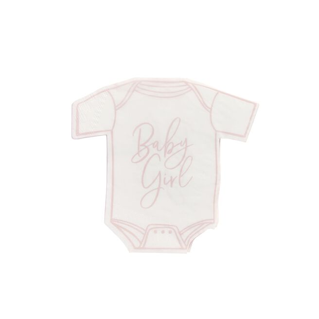 Pink Baby Girl Babygrow Paper Napkins - Pack of 16