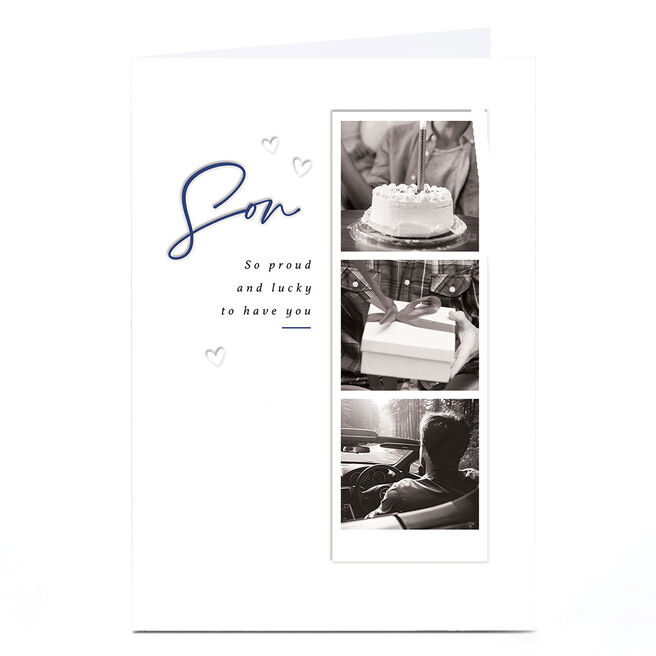 Personalised Birthday Card - Classic Polaroid Strip, Son