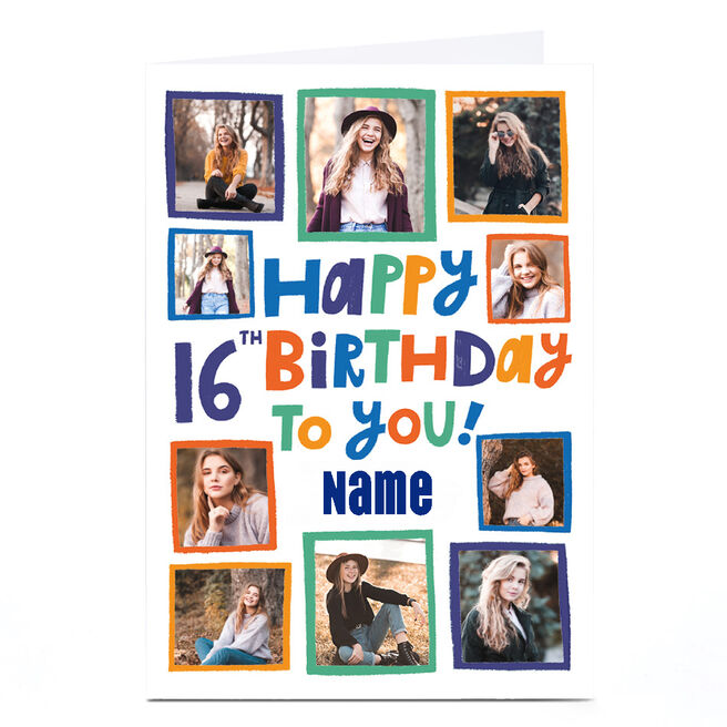 Photo Aimee Stevens 16th Birthday Card - 10 Photos, Any Name