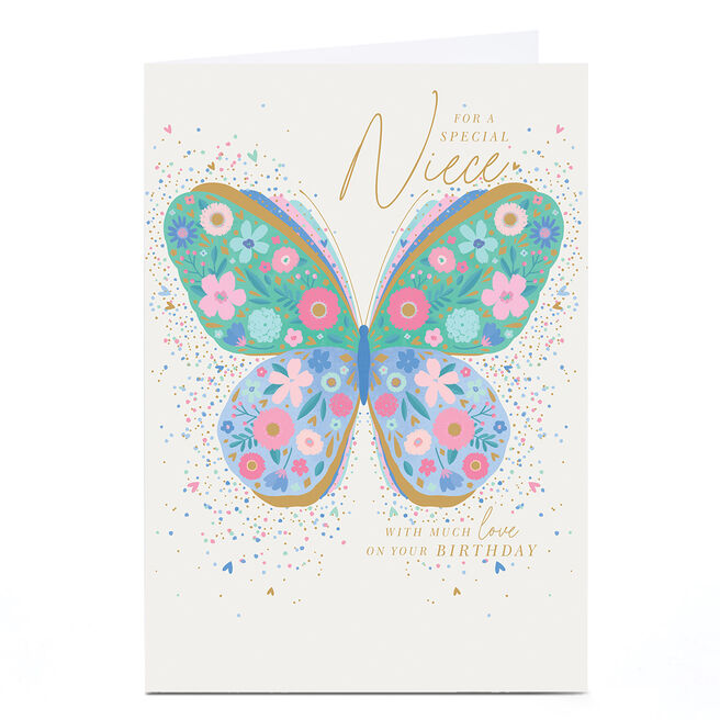 Birthday Card - Floral Butterfly, Niece