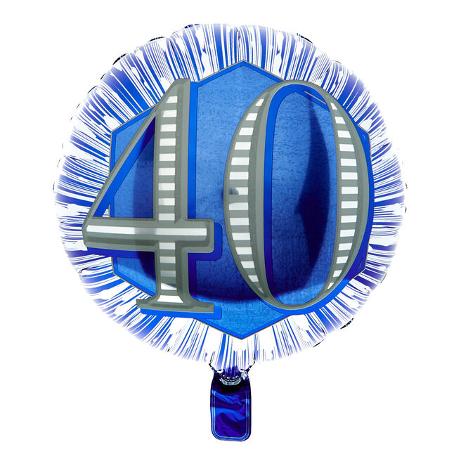 18-Inch Blue & Silver 40th Birthday Foil Helium Balloon
