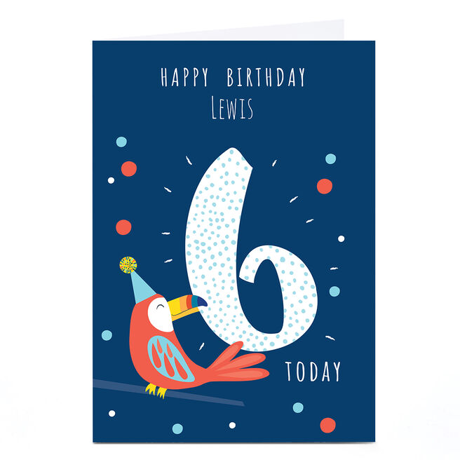Personalised Klara Hawkins 6th Birthday Card - Blue Toucan