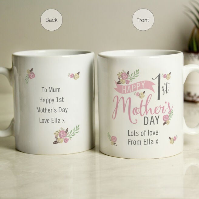 Personalised Floral Bouquet 1st Mothers Day Mug