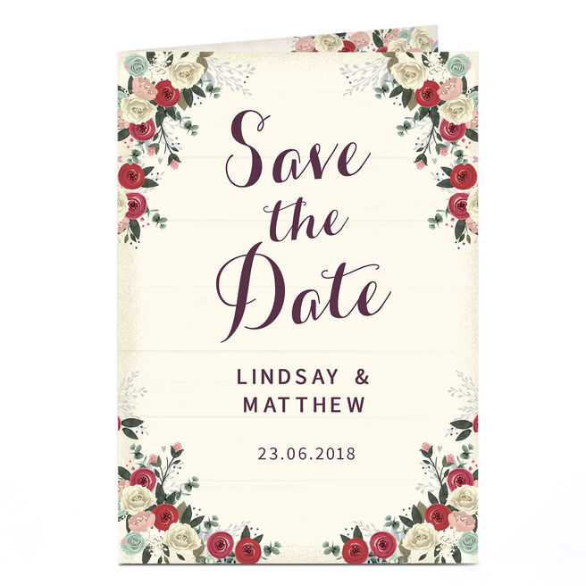 Personalised Save-The-Date Card - Classic Rose