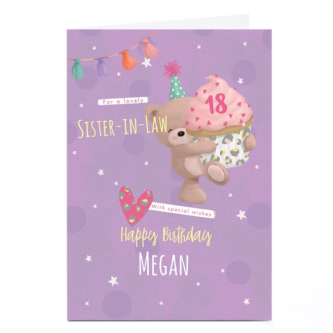 Hugs Bear Personalised Birthday Card - Lovely Cupcake, Editable Age