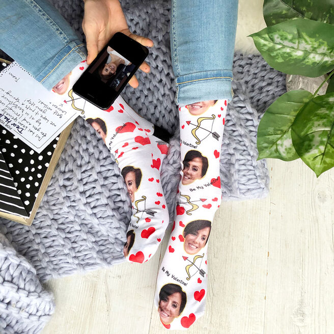 Photo Upload Socks - Be My Valentine