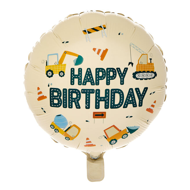 Construction Happy Birthday 18-Inch Foil Helium Balloon