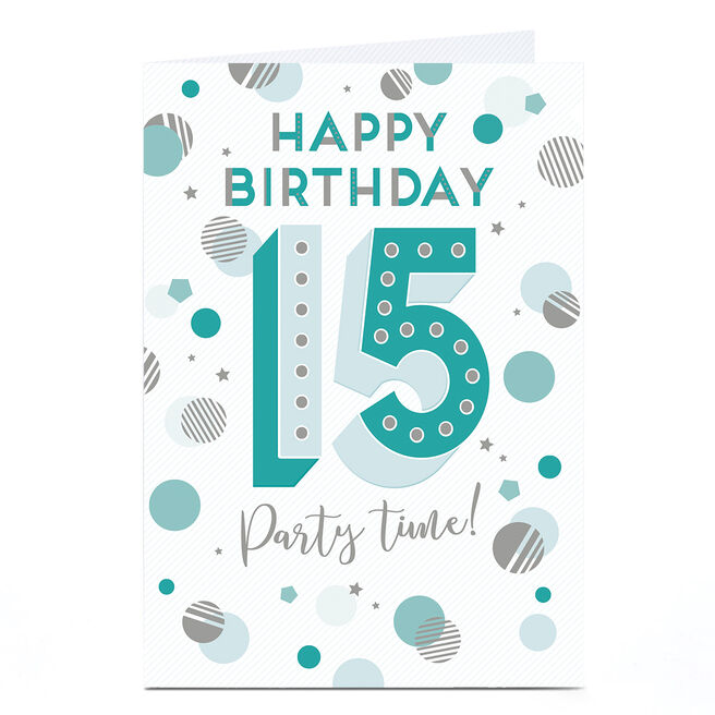 15th Birthday Card - Party Time Circles and Dots